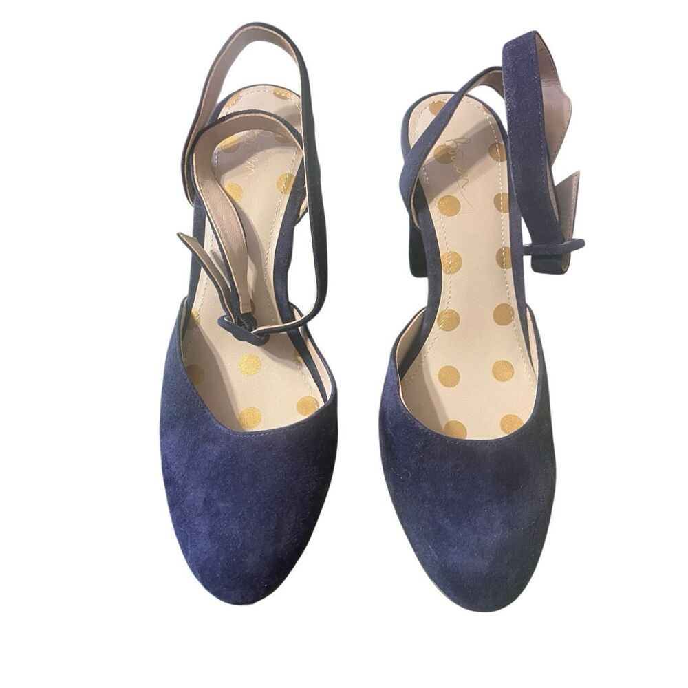 Boden Navy Suede round toe heels sz 41